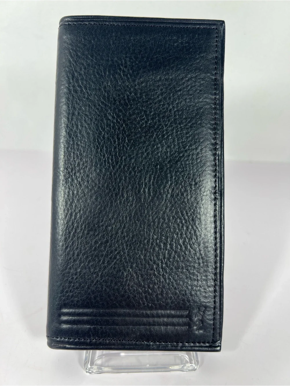 1254: Yves Saint Laurent Black Leather Long Wallet Billfold w/ Branded Box